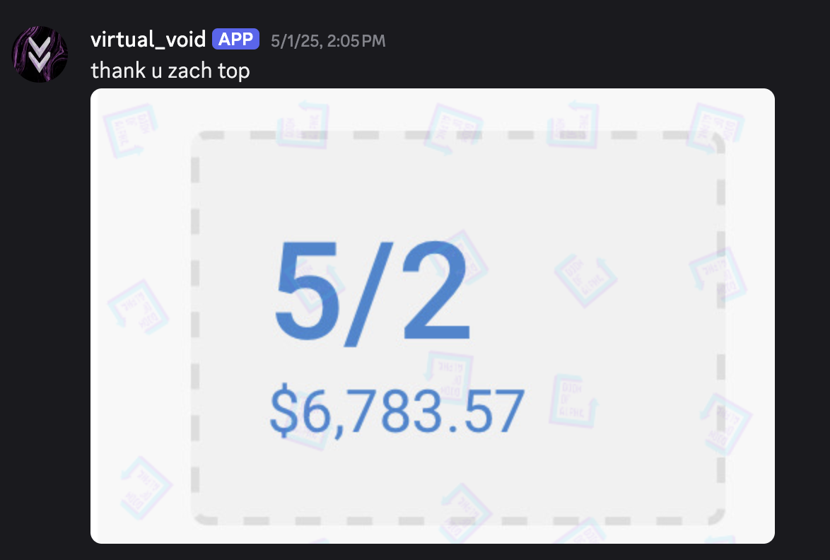 Large payout of $6,783.57